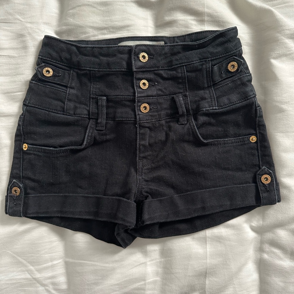 Topshop Moto High Waisted Black Shorts